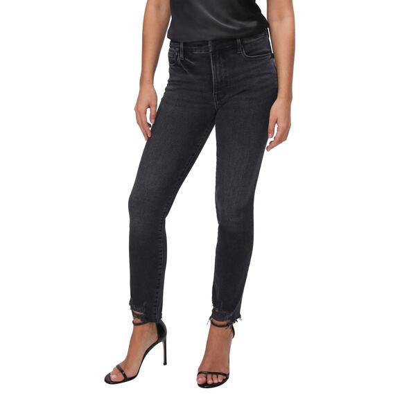 Good American Denim - Good American Good Classic Chewed High Waist Ankle Skinny Jeans Black 10 / 30